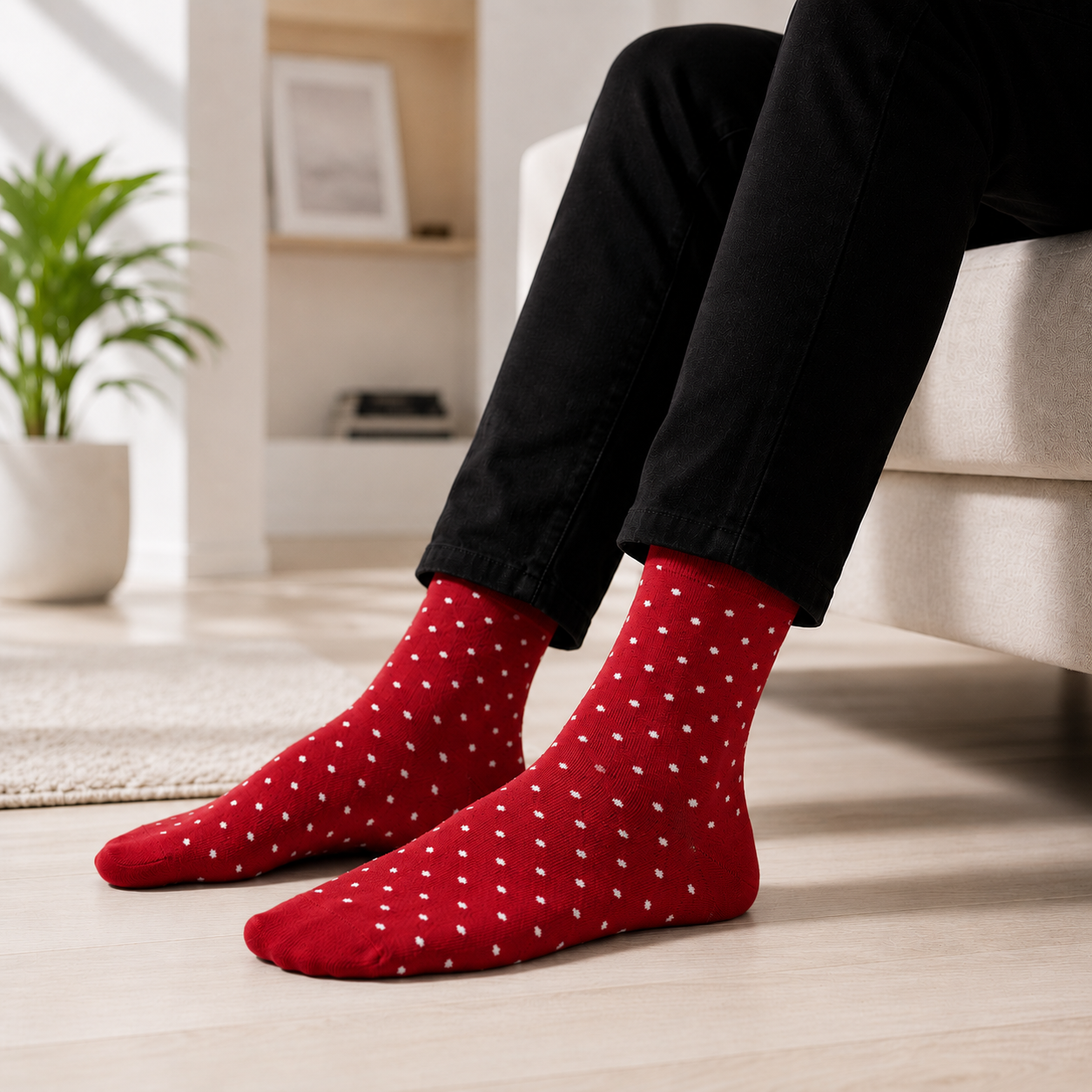 3-Pack Men's Cotton Crew Socks Teal, Sky Blue and Red | Soft Breathable