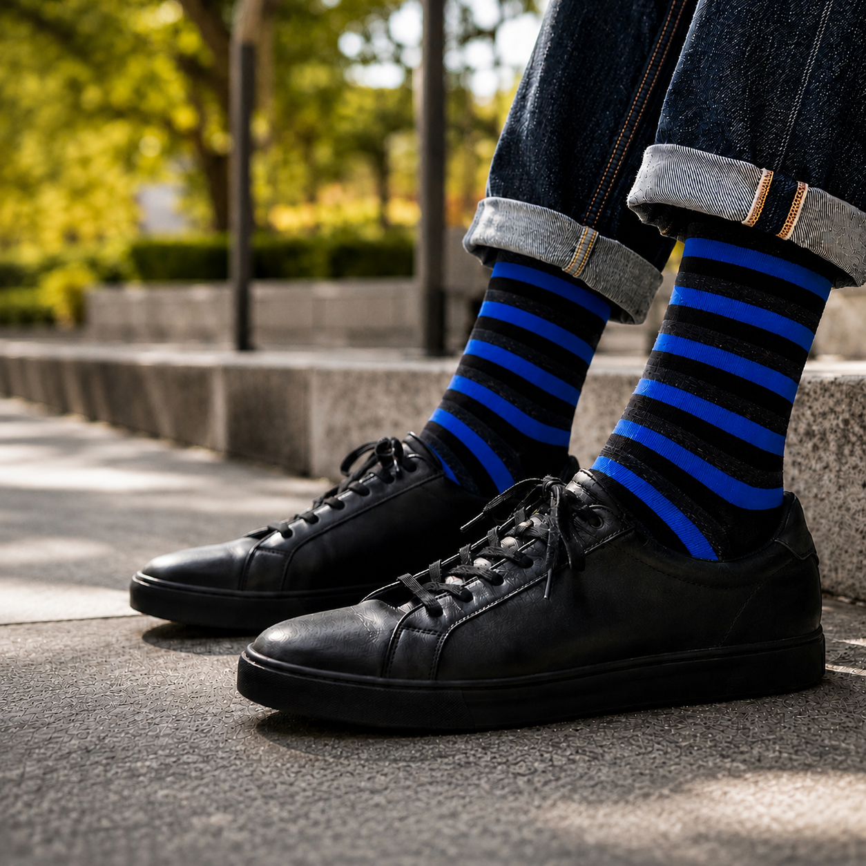 Men's Cotton Crew Socks 3-Pack | Soft Breathable Striped Socks