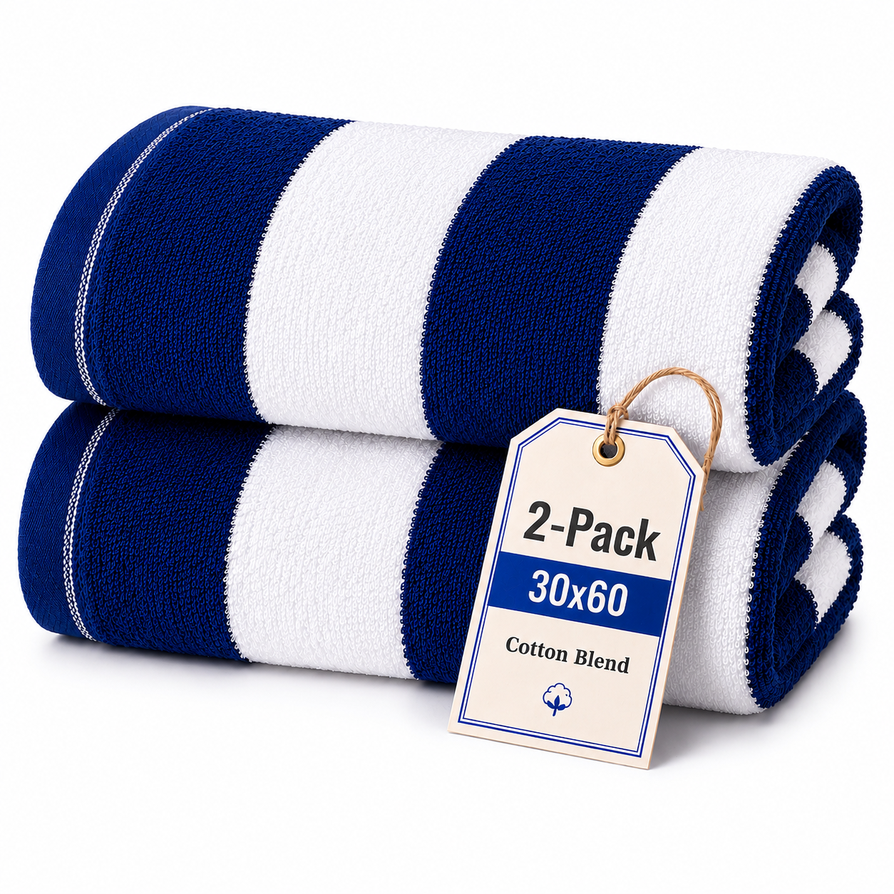 Oversized Cabana Stripe Beach Towel 30 x 60 Inch | Soft and Quick Drying