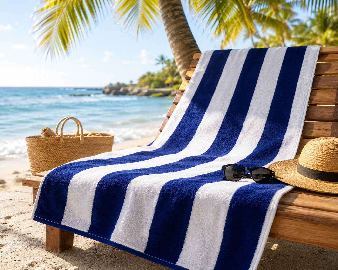 Renew Fibers Oversized Cabana Stripe Beach Towel 30 x 60 Inch – Red & White