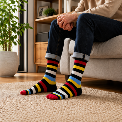 3-Pack Men's Cotton Crew Socks Multi colored | Soft Breathable