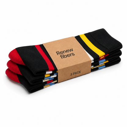 3-Pack Men's Cotton Crew Socks Multi colored | Soft Breathable