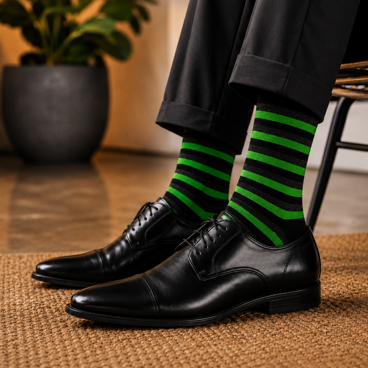 Men's Cotton Crew Socks 3-Pack | Soft Breathable Striped Socks