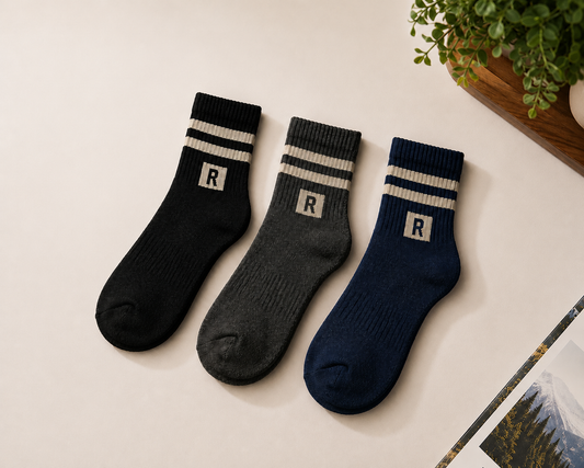 Men's Cotton High Ankle Socks 3-Pack | Soft Breathable Casual Socks