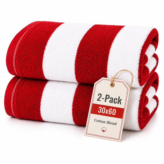 Oversized Cabana Stripe Beach Towel 30 x 60 Inch | Soft and Quick Drying