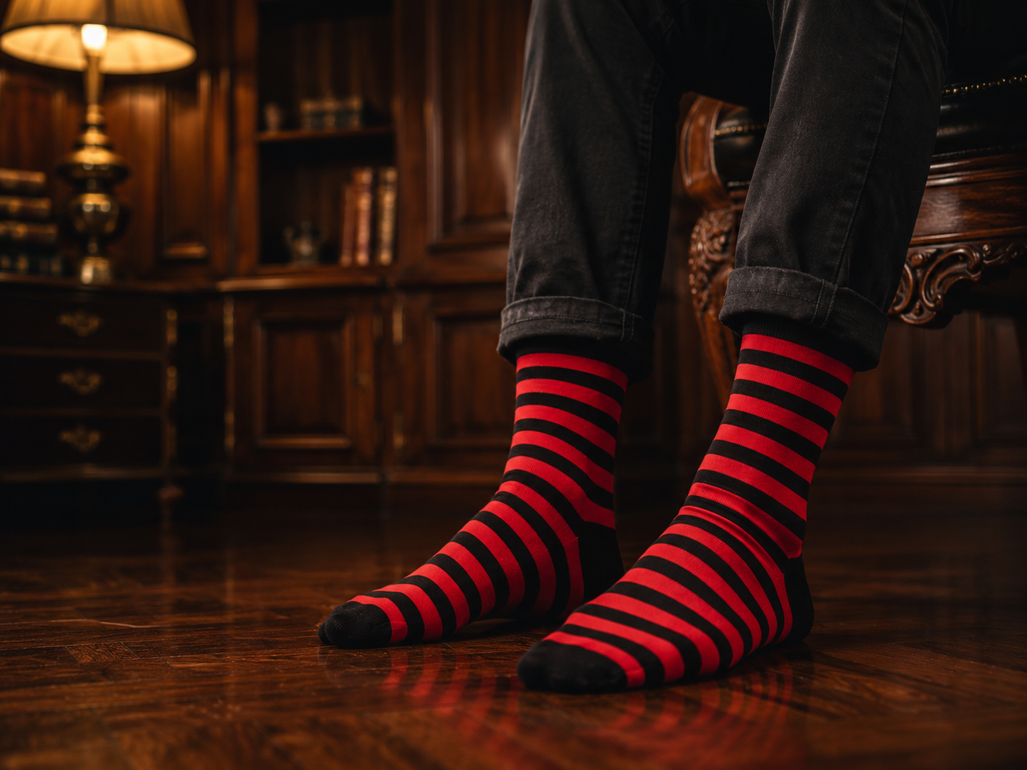Men's Cotton Crew Red, White and Navy Socks 3-Pack | Soft Breathable Striped Socks