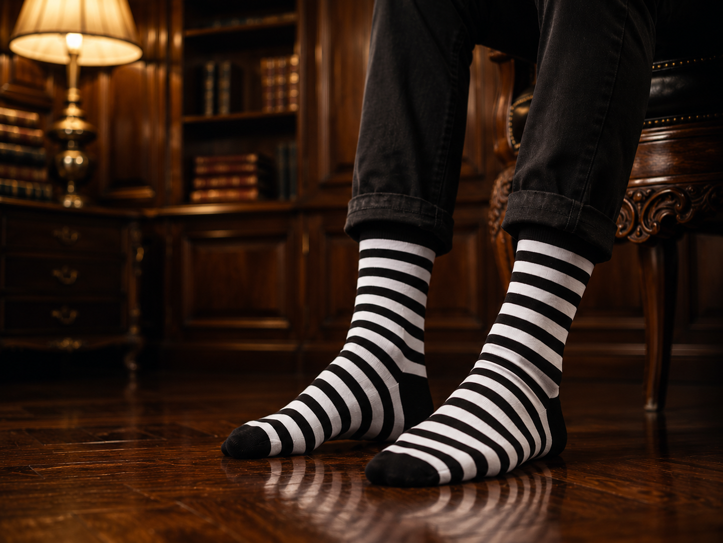 Men's Cotton Crew Red, White and Navy Socks 3-Pack | Soft Breathable Striped Socks