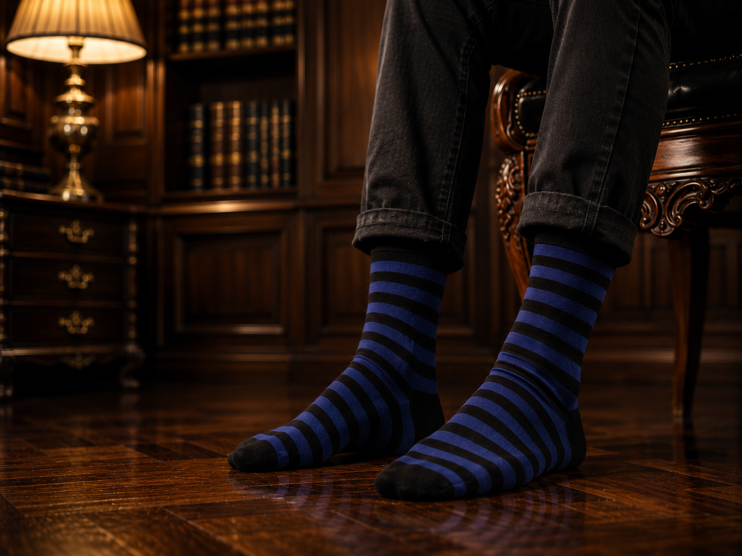Men's Cotton Crew Red, White and Navy Socks 3-Pack | Soft Breathable Striped Socks