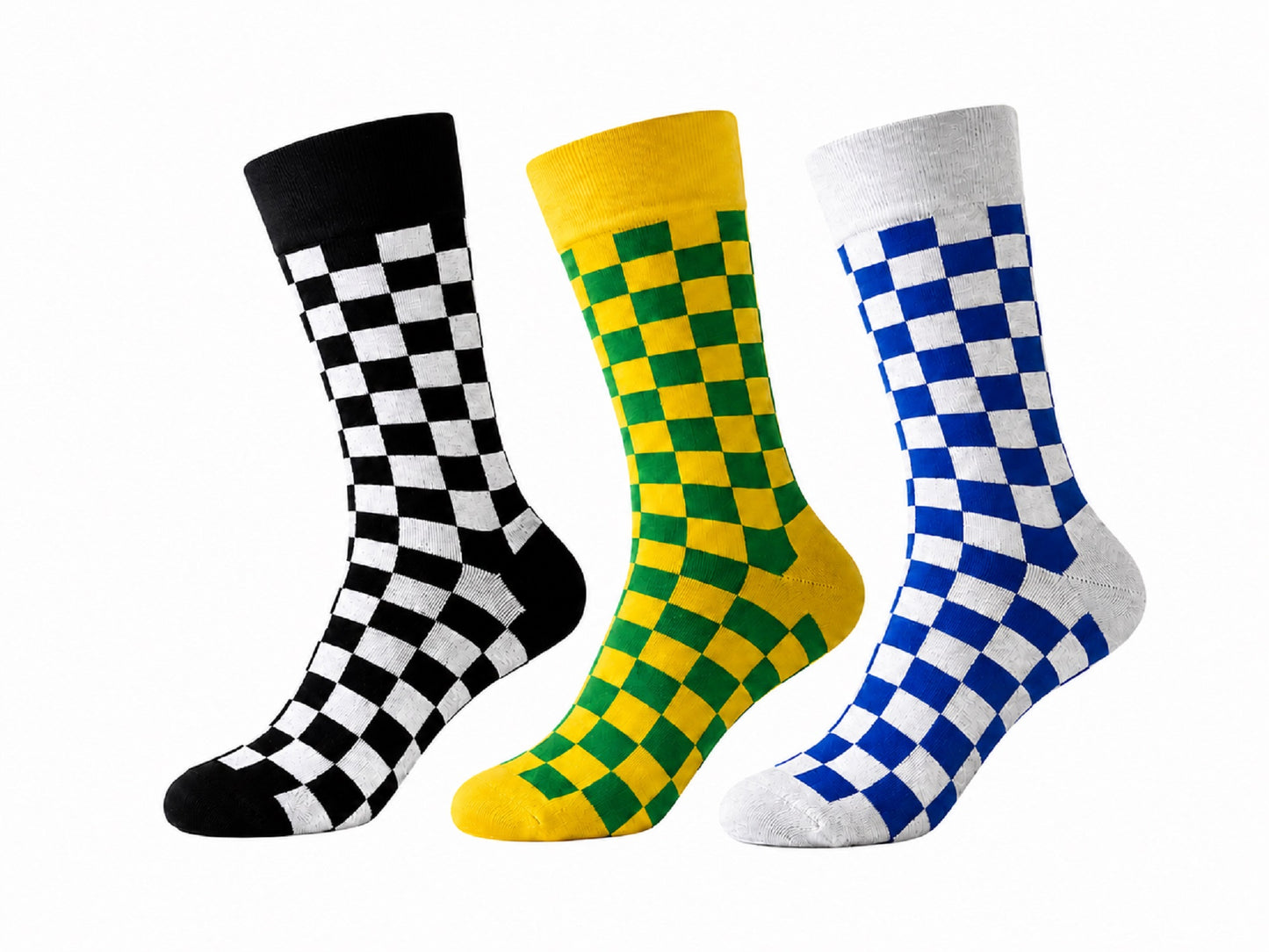 Men's Cotton Checker Crew Socks 3-Pack | Soft Breathable Socks