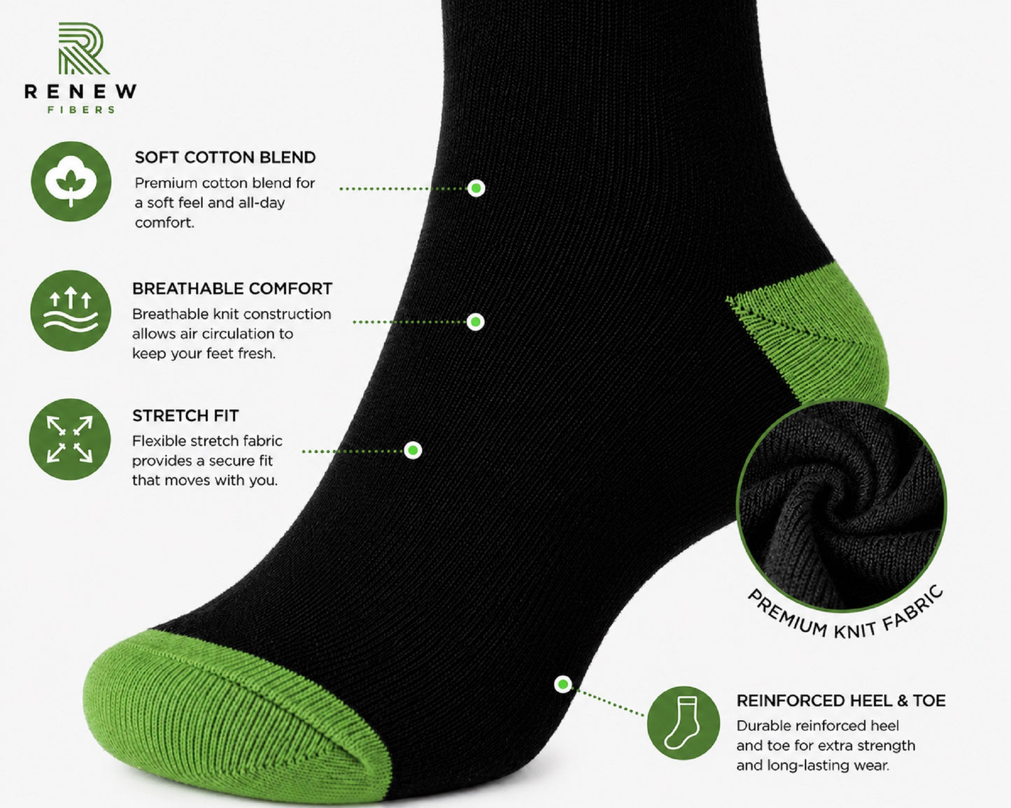 Men's Cotton Day of the Week Crew Socks 6-Pack | Soft Breathable Socks