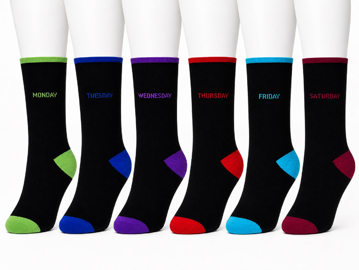 Men's Cotton Day of the Week Crew Socks 6-Pack | Soft Breathable Socks