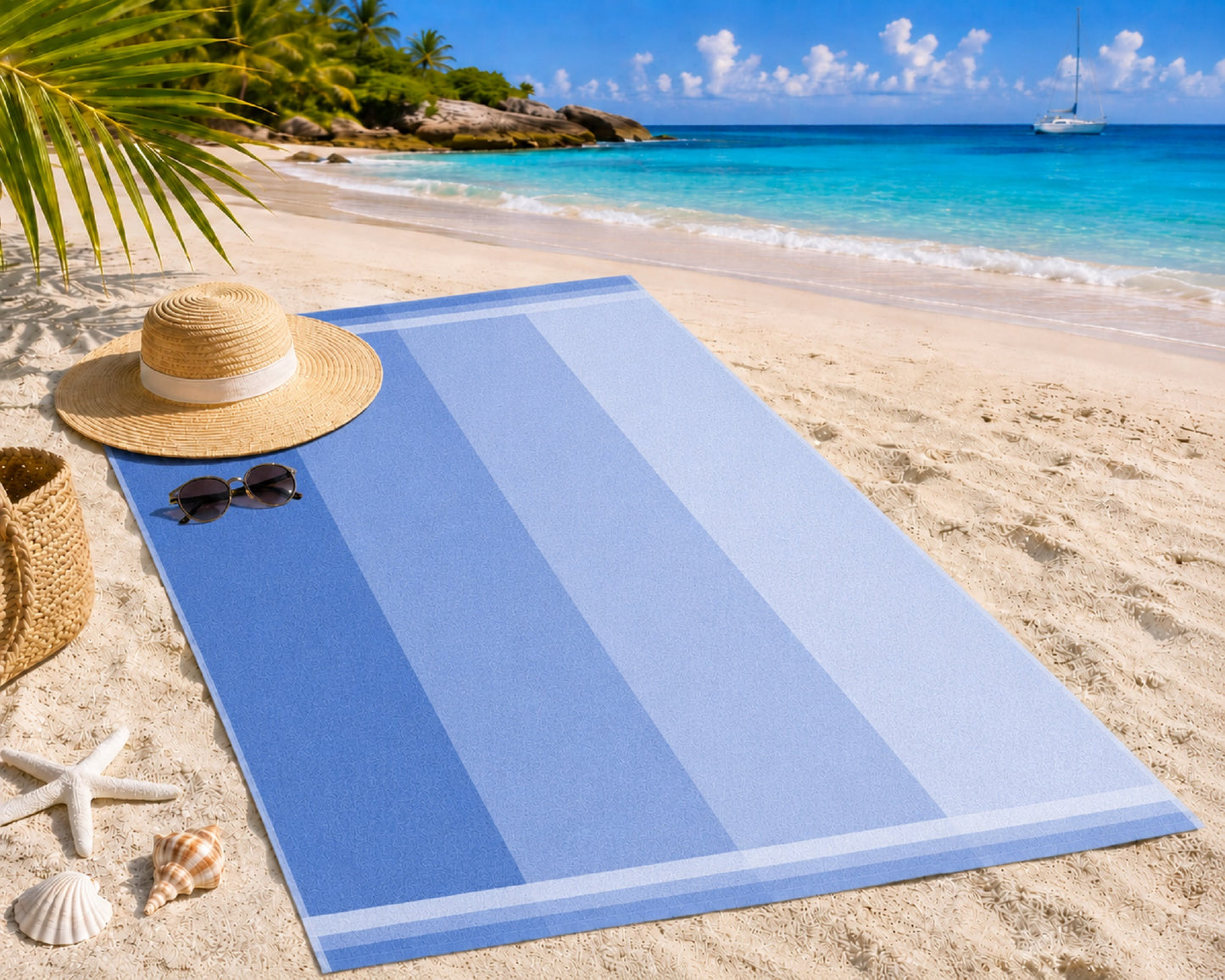 Renew Fibers Premium Cotton Blend Multi Shade Beach Towel | Soft & Absorbent