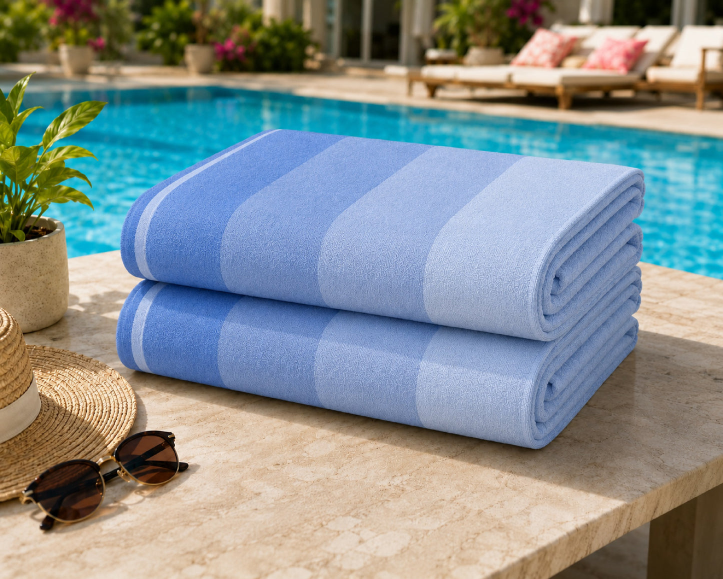 Renew Fibers Premium Cotton Blend Multi Shade Beach Towel | Soft & Absorbent