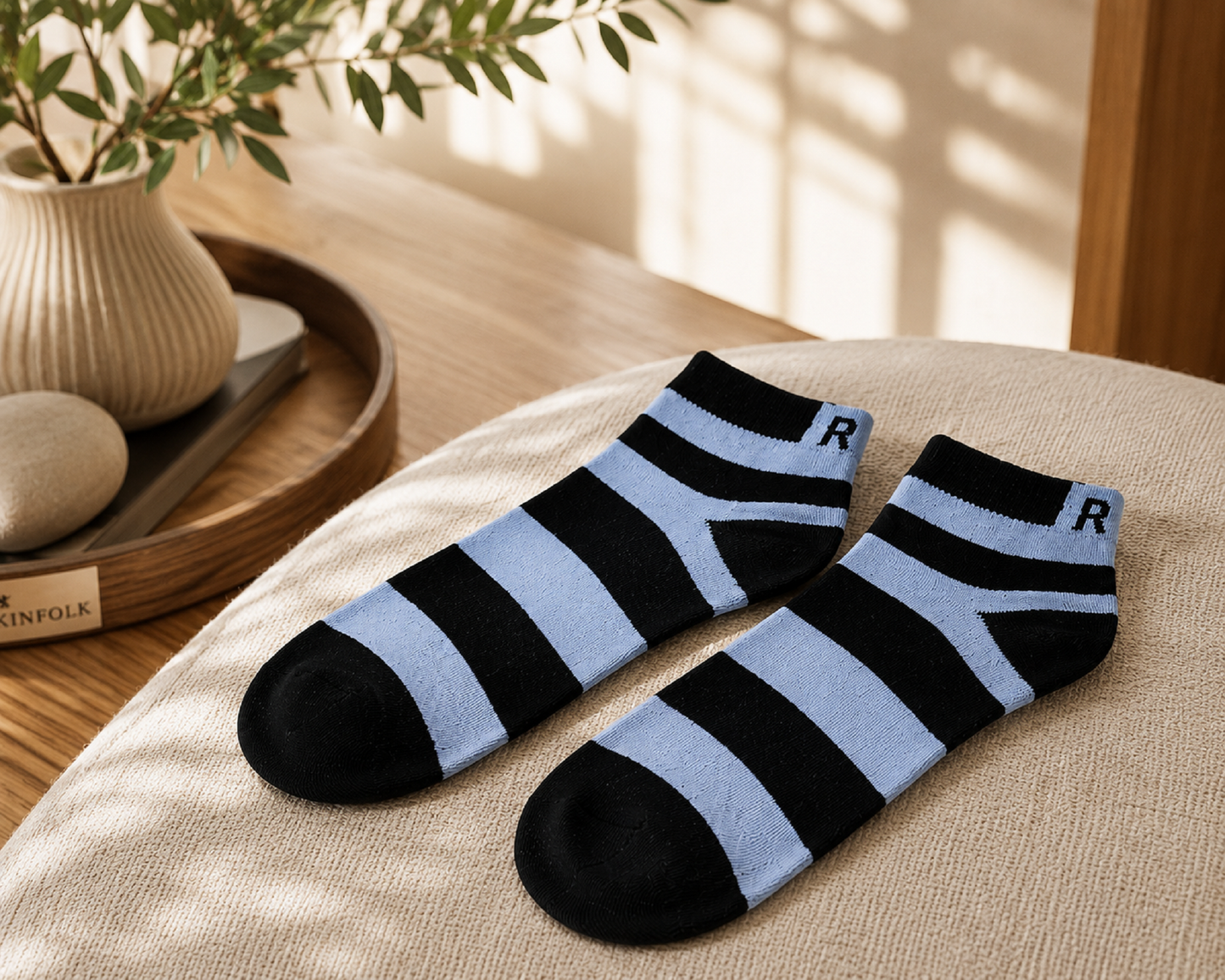 Striped Ankle Socks for Men | Soft Cotton Blend Casual Socks