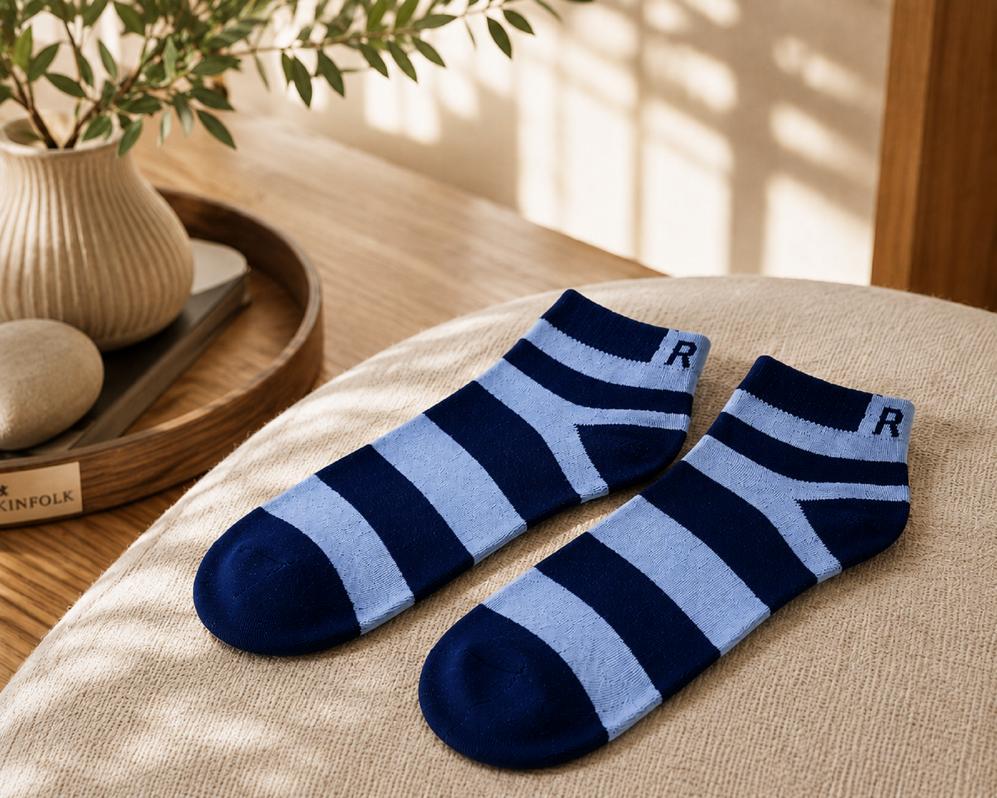 Striped Ankle Socks for Men | Soft Cotton Blend Casual Socks