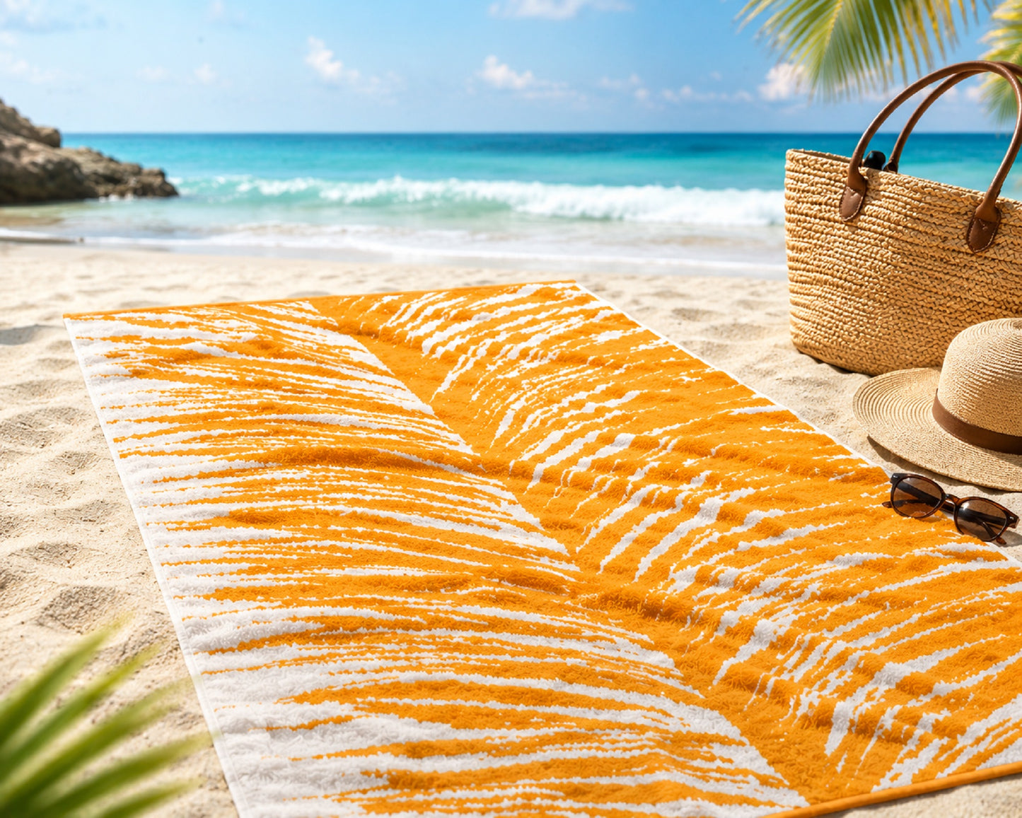 Renew Fibers Premium jacquard Beach Towel | Soft & Quick Dry
